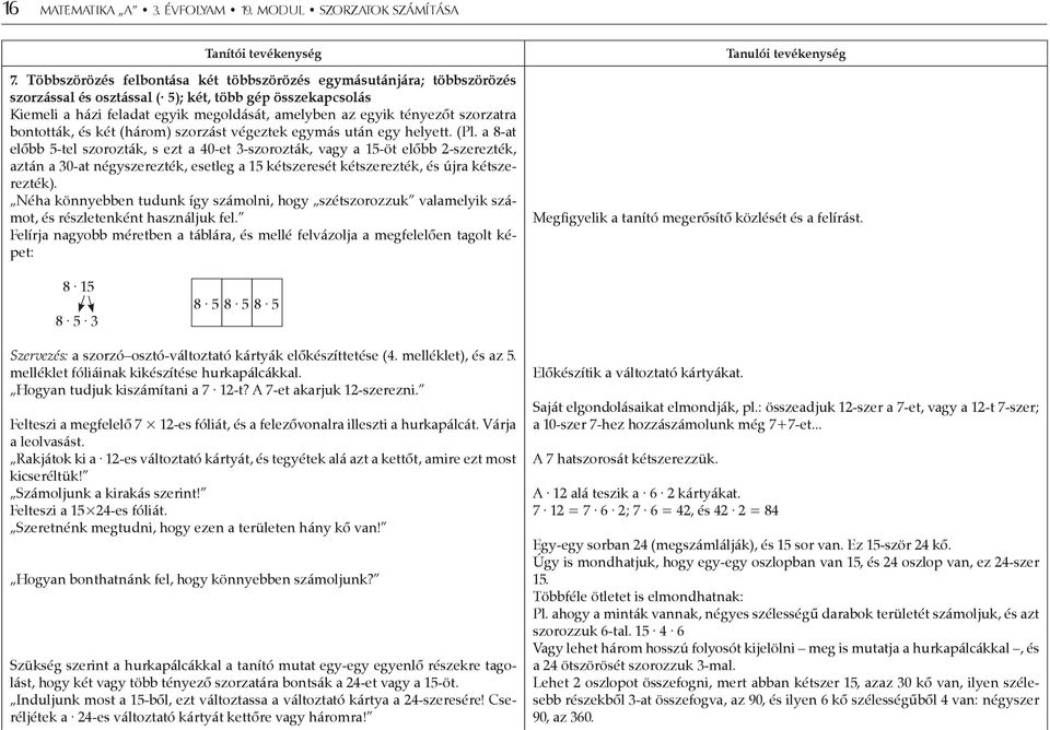szorzatra bontották, és két (három) szorzást végeztek egymás után egy helyett. (Pl.