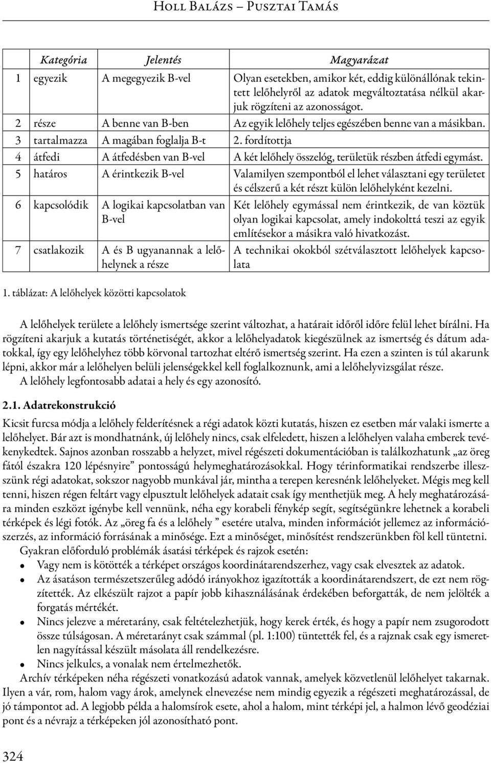 fordítottja 4 átfedi A átfedésben van B-vel A két lelőhely összelóg, területük részben átfedi egymást.