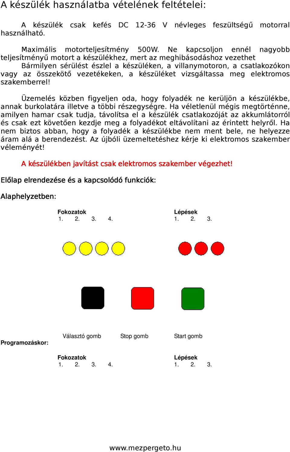 vezetékeken, a készüléket vizsgáltassa meg elektromos szakemberrel! Üzemelés közben figyeljen oda, hogy folyadék ne kerüljön a készülékbe, annak burkolatára illetve a többi részegységre.