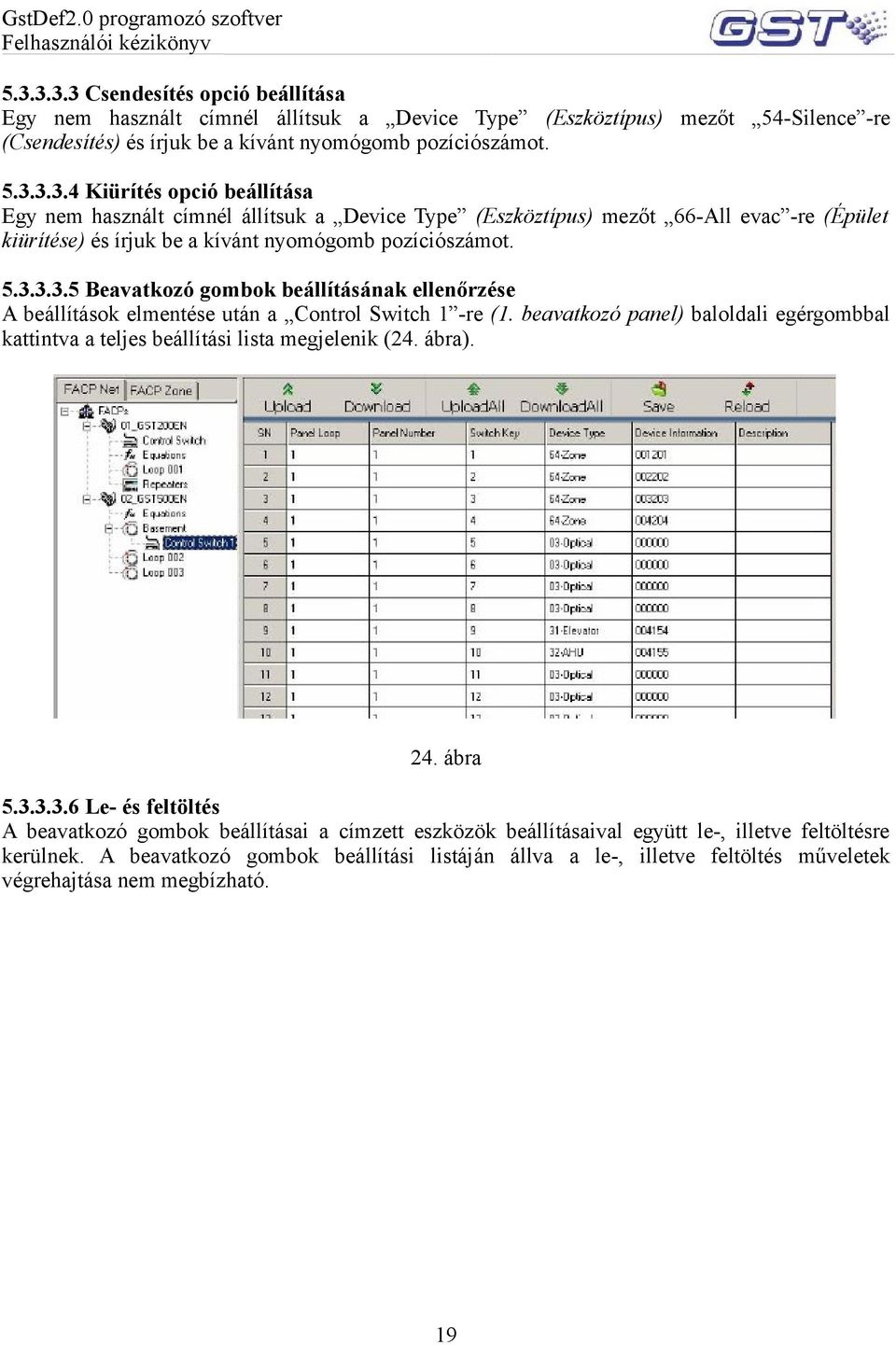 beavatkozó panel) baloldali egérgombbal kattintva a teljes beállítási lista megjelenik (24. ábra). 24. ábra 5.3.