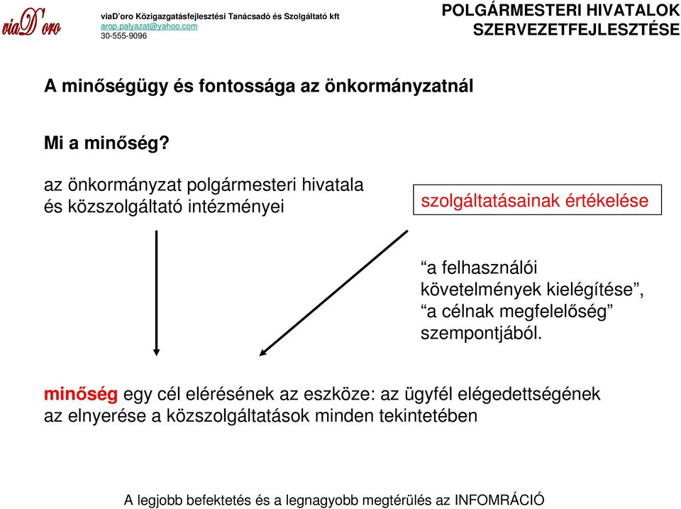 értékelése a felhasználói követelmények kielégítése, a célnak megfelelıség szempontjából.