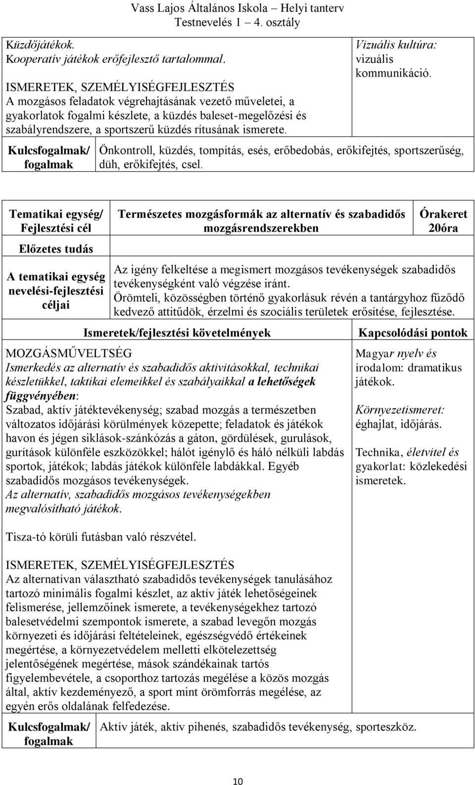 rítusának ismerete. Kulcs/ Vizuális kultúra: vizuális kommunikáció. Önkontroll, küzdés, tompítás, esés, erőbedobás, erőkifejtés, sportszerűség, düh, erőkifejtés, csel.