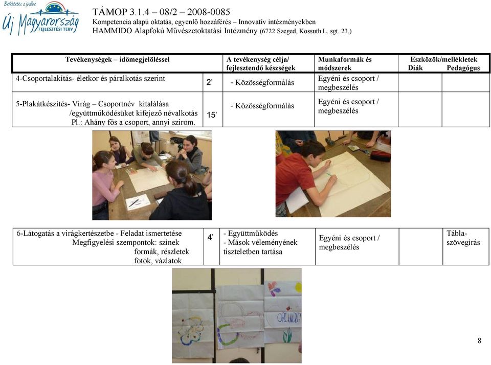 6-Látogatás a virágkertészetbe - Feladat ismertetése Megfigyelési szempontok: színek formák, részletek fotók, vázlatok 2 15 4 -