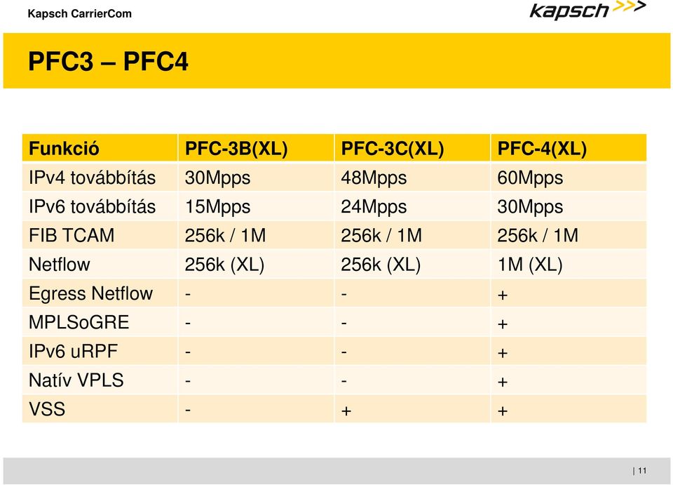 256k / 1M 256k / 1M 256k / 1M Netflow 256k (XL) 256k (XL) 1M (XL)