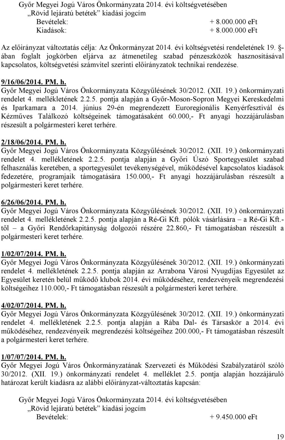 9/16/06/2014. PM. h. rendelet 4. mellékletének 2.2.5. pontja alapján a Győr-Moson-Sopron Megyei Kereskedelmi és Iparkamara a 2014.