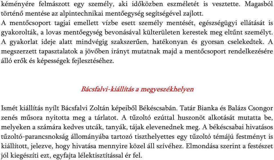 A gyakorlat ideje alatt mindvégig szakszerűen, hatékonyan és gyorsan cselekedtek.