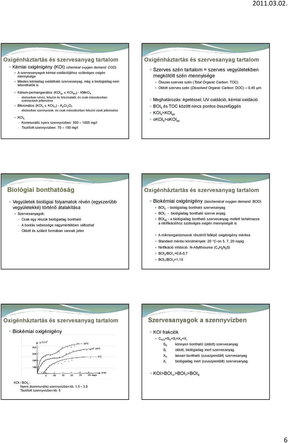 KOI Mn ) - KMnO 4 elsősorban ivóvíz, felszíni és felszínalatti, és csak másodsorban szennyvizek jellemzése Bikromátos (KOI k v.