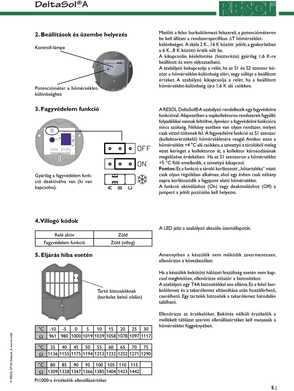 ..8 K közötti érték vált be. A kikapcsolás késleltetése (hiszterézis) gyárilag 1,6 K-re beállított és változtatható.