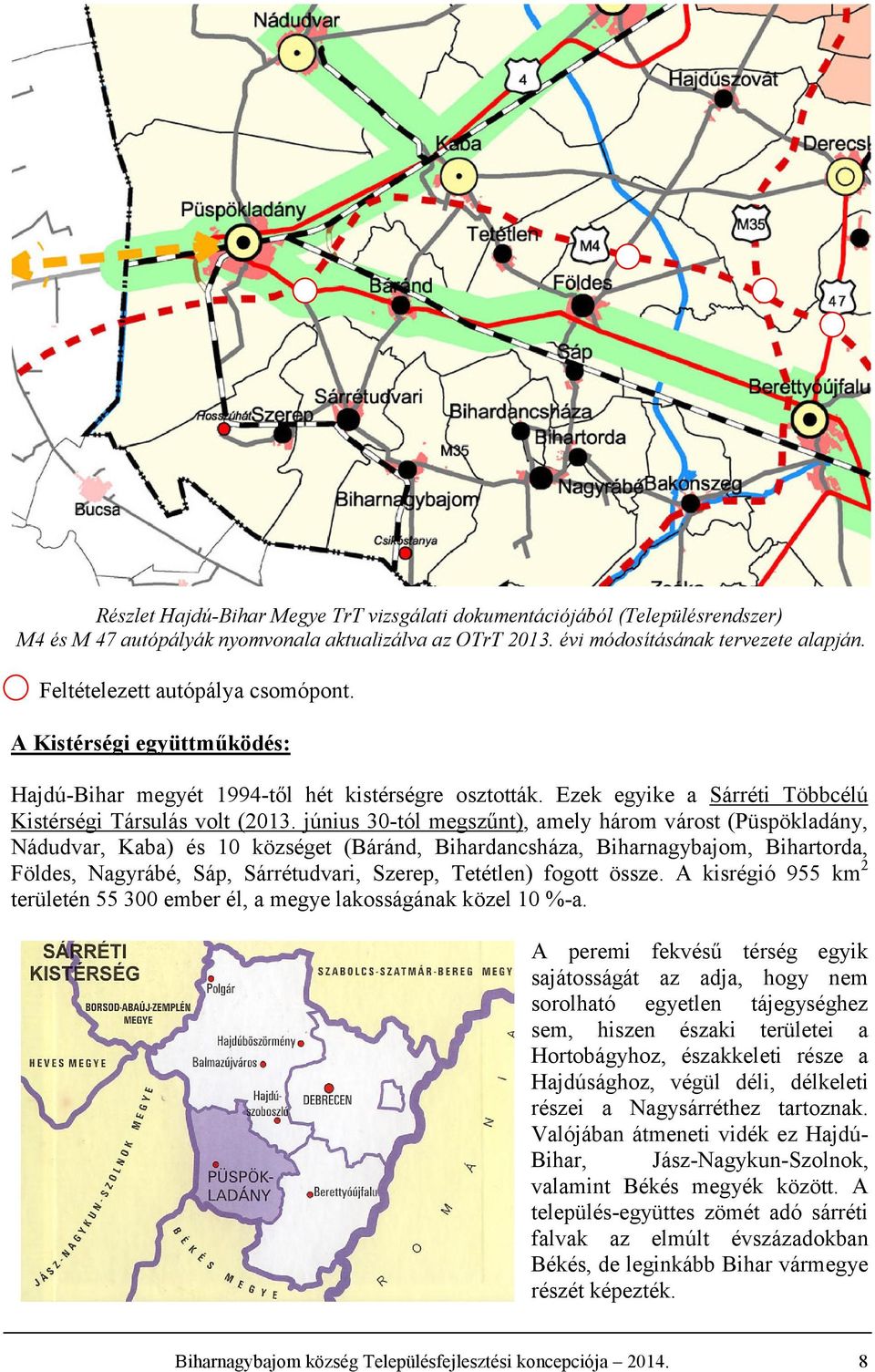 június 30-tól megszűnt), amely három várost (Püspökladány, Nádudvar, Kaba) és 10 községet (Báránd, Bihardancsháza, Biharnagybajom, Bihartorda, Földes, Nagyrábé, Sáp, Sárrétudvari, Szerep, Tetétlen)