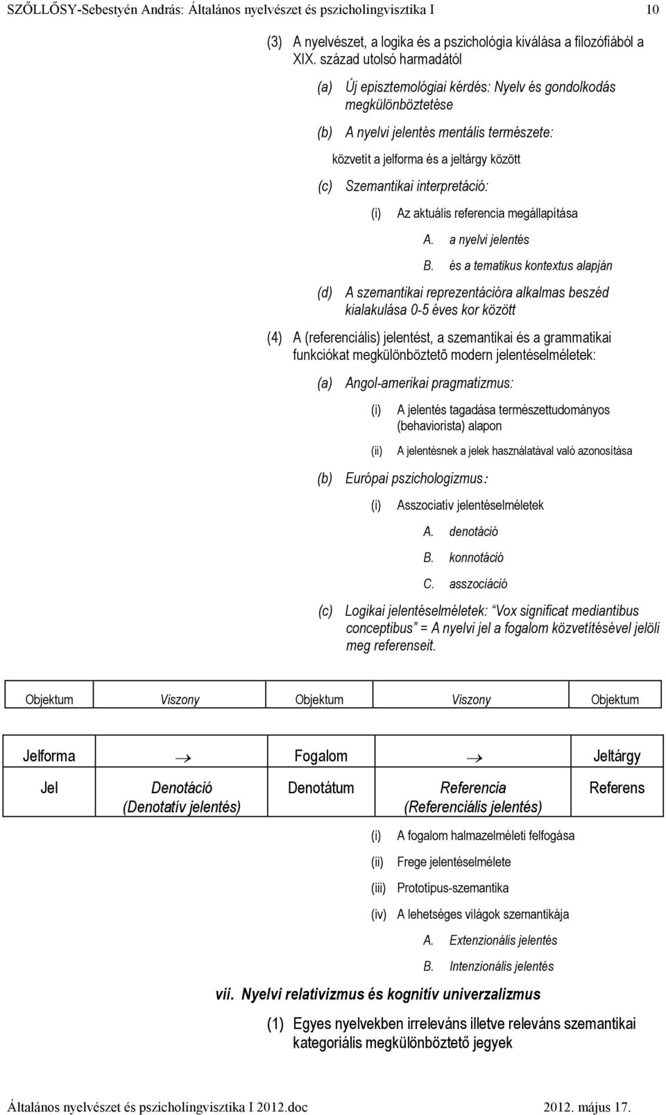 interpretáció: Az aktuális referencia megállapítása A. a nyelvi jelentés B.