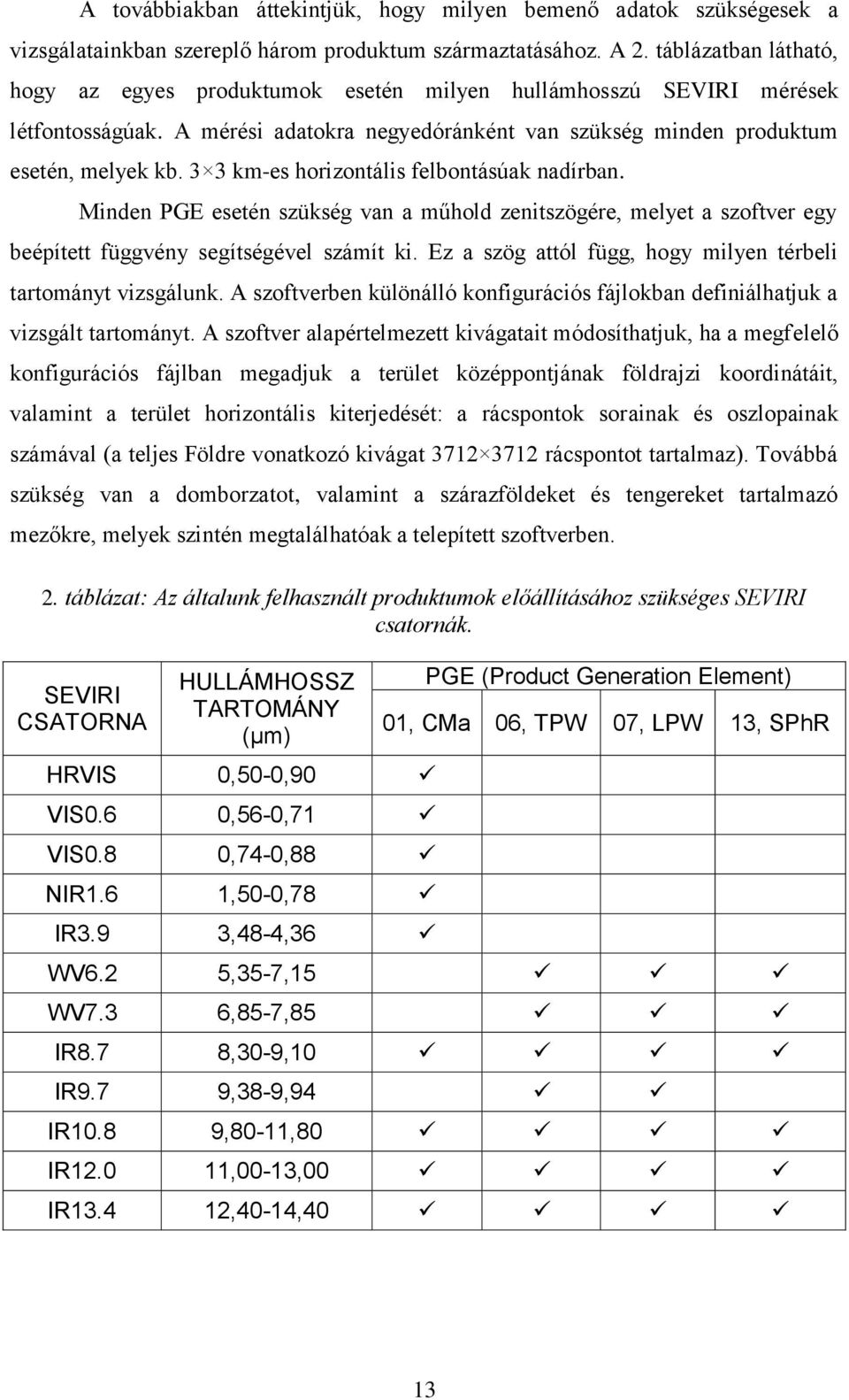 3 3 km-es horizontális felbontásúak nadírban. Minden PGE esetén szükség van a műhold zenitszögére, melyet a szoftver egy beépített függvény segítségével számít ki.