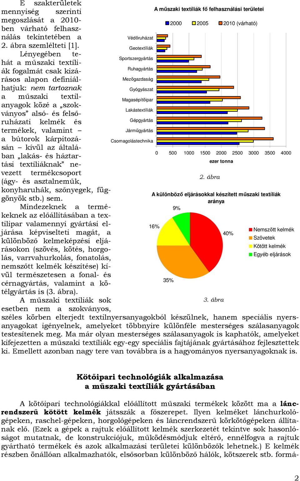 Geotextíliák Lényegében tehát a mőszaki textíli- Sportszergyártás ák fogalmát csak kizárásos alapon definiálhatjuk: nem tartoznak Ruhagyártás Mezıgazdaság Gyógyászat a mőszaki textilanyagok közé a