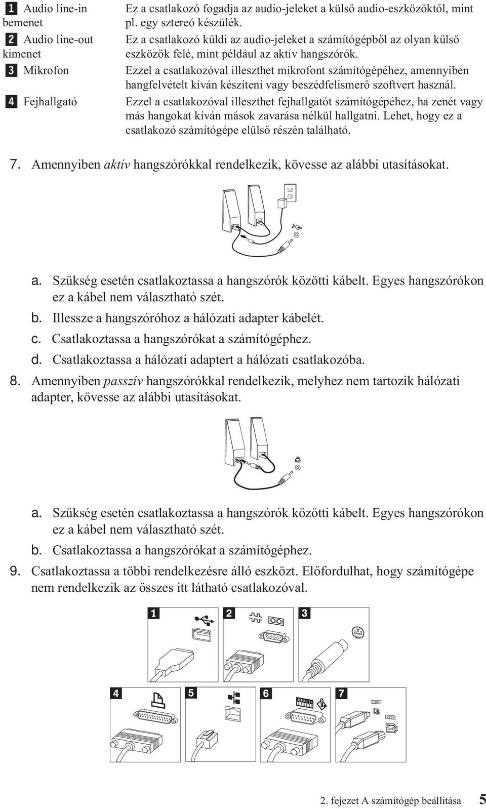 Ezzel a csatlakozóval illeszthet mikrofont számítógépéhez, amennyiben hangfelvételt kíván készíteni vagy beszédfelismerő szoftvert használ.