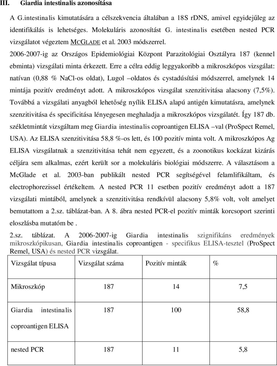 2006-2007-ig az Országos Epidemiológiai Központ Parazitológiai Osztályra 187 (kennel ebminta) vizsgálati minta érkezett.