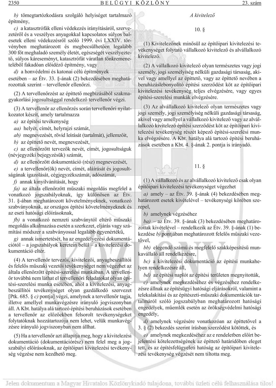 védekezésrõl szóló 1999. évi LXXIV.