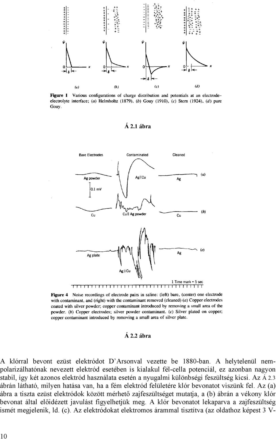 nyugalmi különbségi feszültség kicsi. Az Á 2.3 ábrán látható, milyen hatása van, ha a fém elektród felületére klór bevonatot viszünk fel.