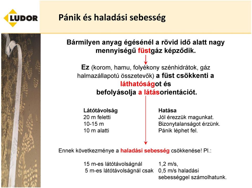 látásorientációt. Látótávolság Hatása 20 m feletti Jól érezzük magunkat. 10-15 m Bizonytalanságot érzünk.