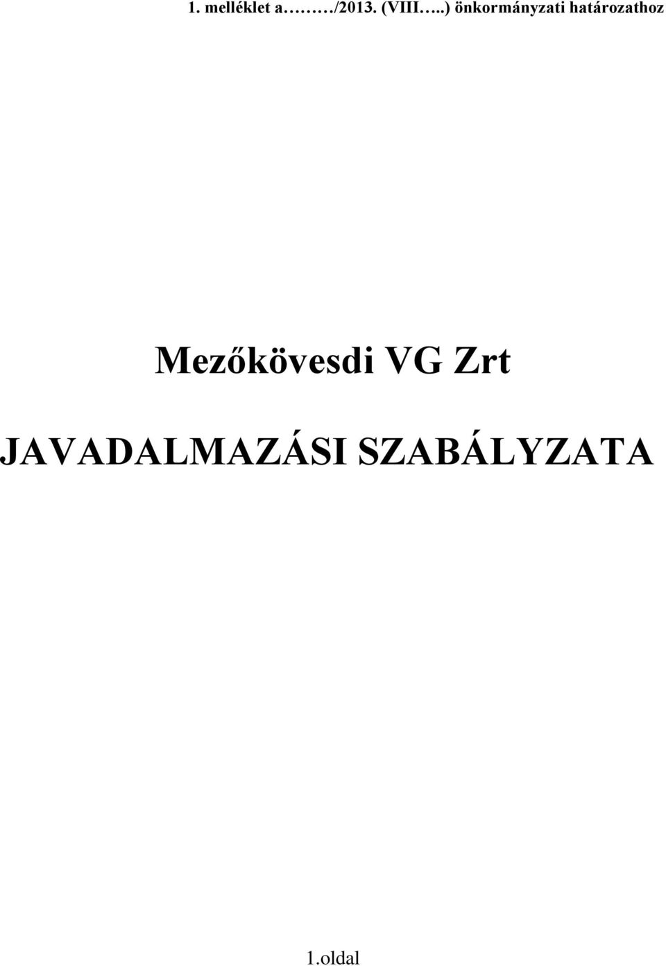 határozathoz Mezőkövesdi VG