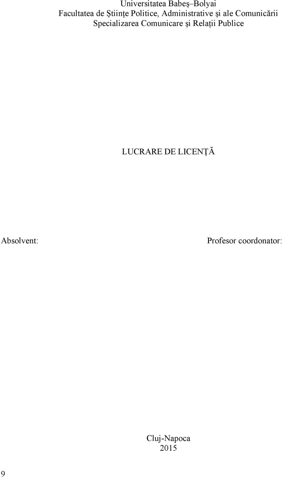 Specializarea Comunicare și Relații Publice LUCRARE