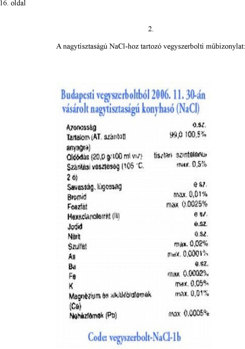 NaCl-hoz tartozó