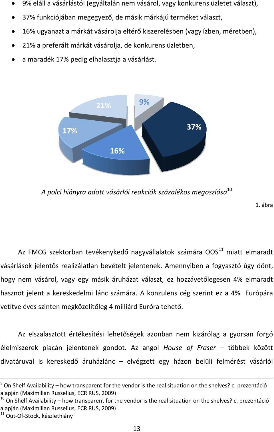 ábra Az FMCG szektorban tevékenykedő nagyvállalatok számára OOS 11 miatt elmaradt vásárlások jelentős realizálatlan bevételt jelentenek.