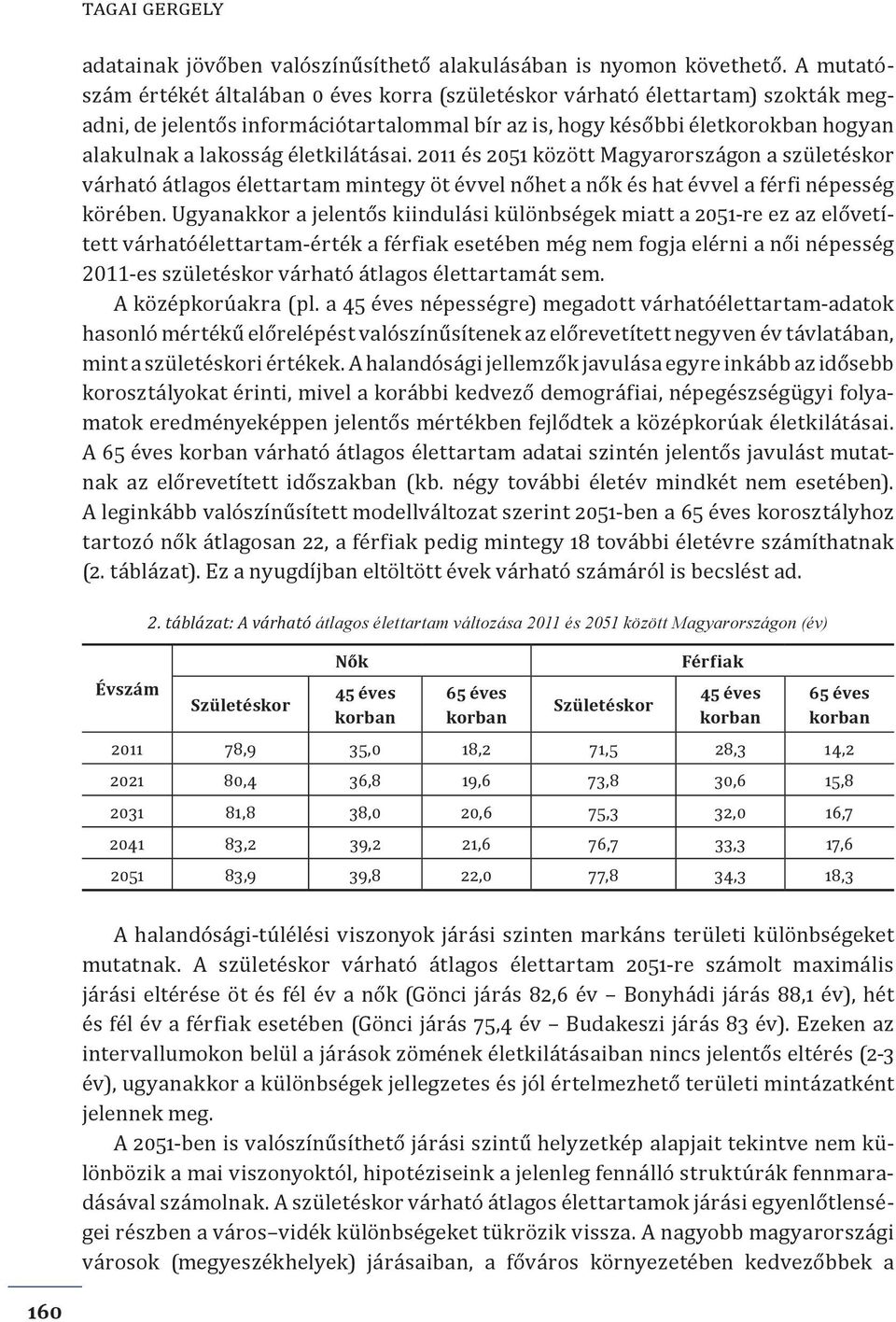 életkilátásai. 2011 és 2051 között Magyarországon a születéskor várható átlagos élettartam mintegy öt évvel nőhet a nők és hat évvel a férfi népesség körében.