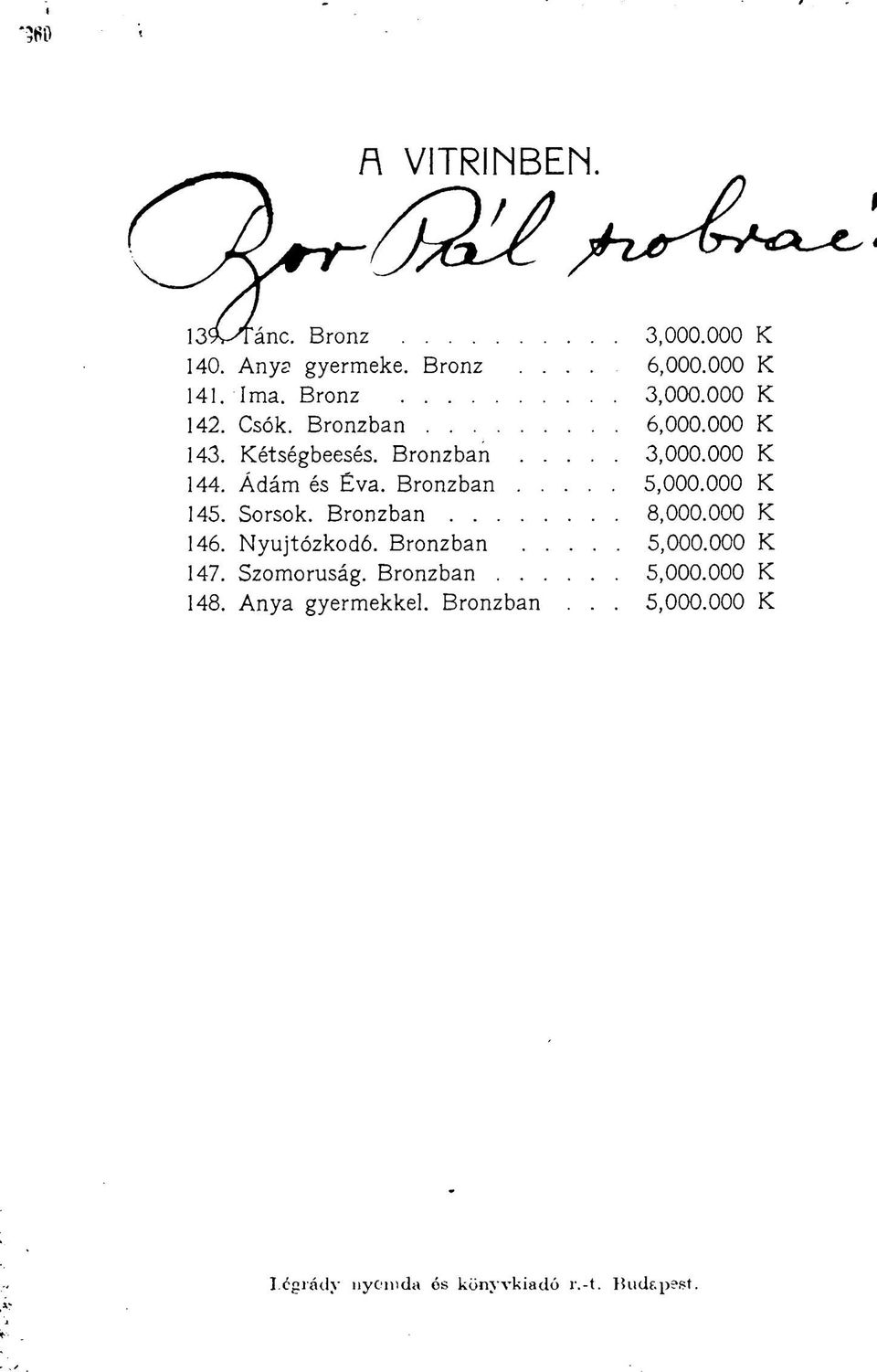 Sorsok. Bronzban 8,000.000 K 146. Nyújtózkodó. Bronzban 5,000.000 K 147. Szomorúság.