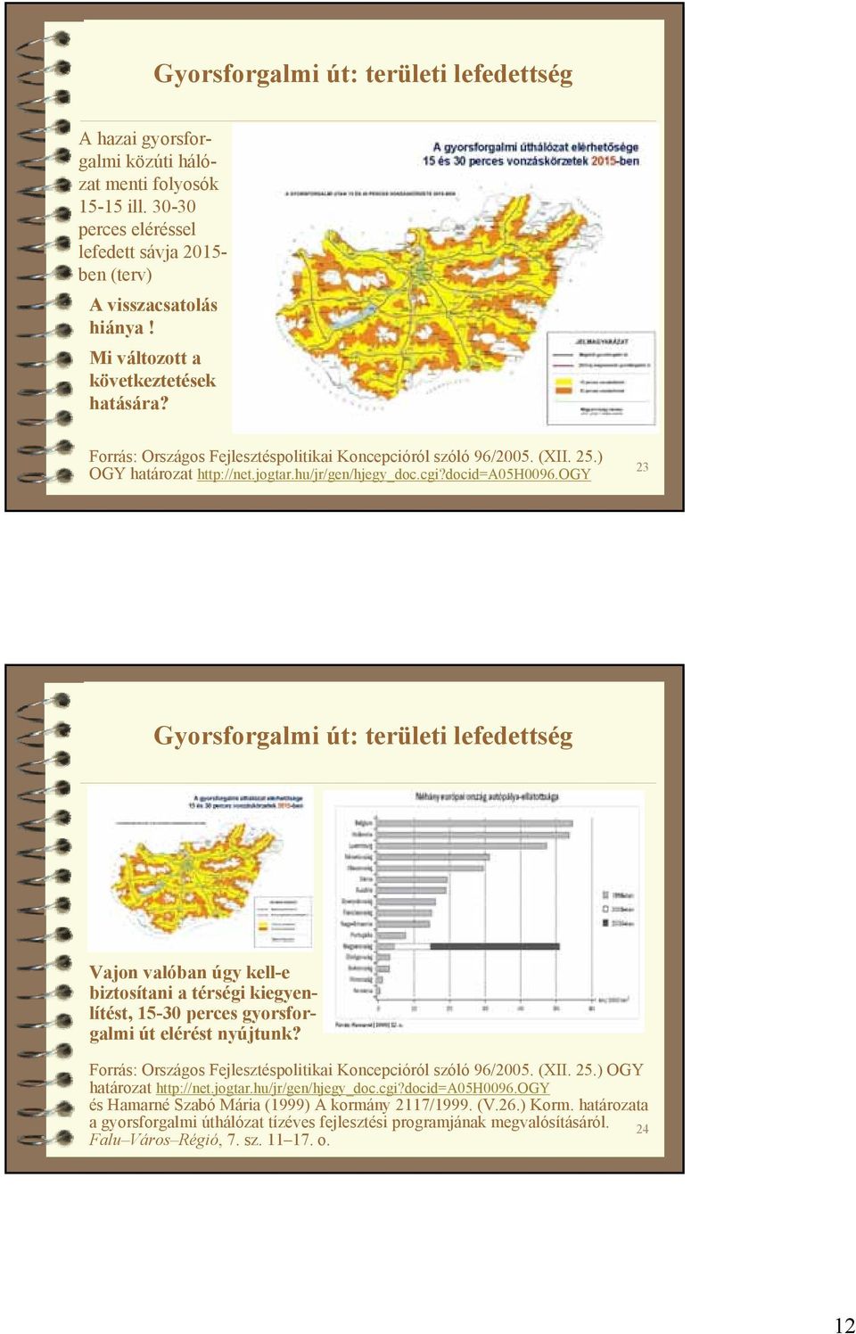 ogy 23 Gyorsforgalmi út: területi lefedettség Vajon valóban úgy kell-e biztosítani a térségi kiegyenlítést, 15-30 perces gyorsforgalmi út elérést nyújtunk?