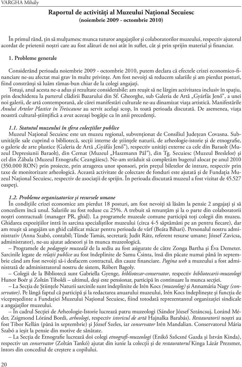 Probleme generale Considerând perioada noiembrie 2009 - octombrie 2010, putem declara că efectele crizei economico-financiare ne-au afectat mai grav în multe privinţe.