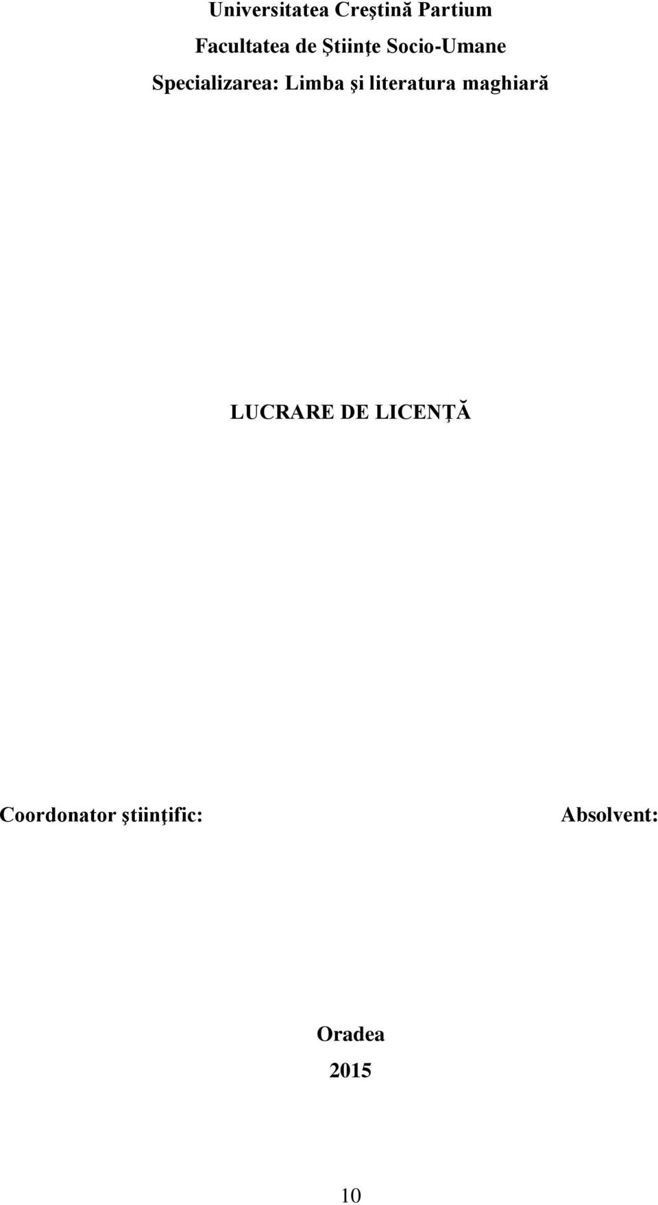 literatura maghiară LUCRARE DE LICENŢĂ