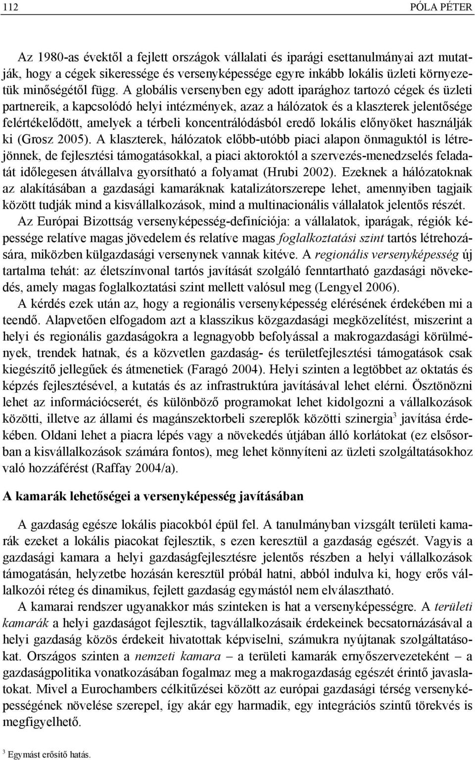 A globális versenyben egy adott iparághoz tartozó cégek és üzleti partnereik, a kapcsolódó helyi intézmények, azaz a hálózatok és a klaszterek jelentősége felértékelődött, amelyek a térbeli