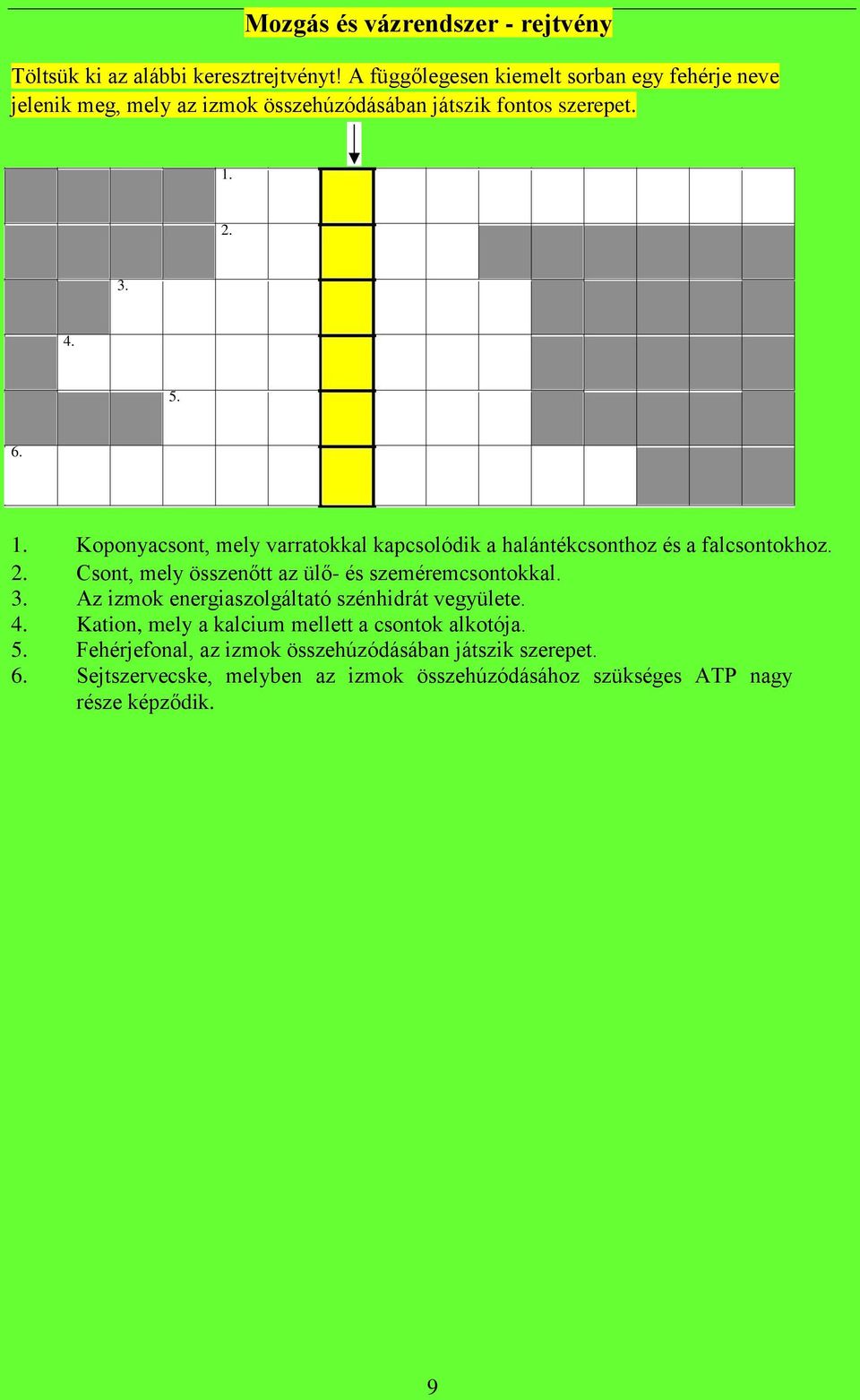 2. 3. 4. 5. 6. 1. Koponyacsont, mely varratokkal kapcsolódik a halántékcsonthoz és a falcsontokhoz. 2.