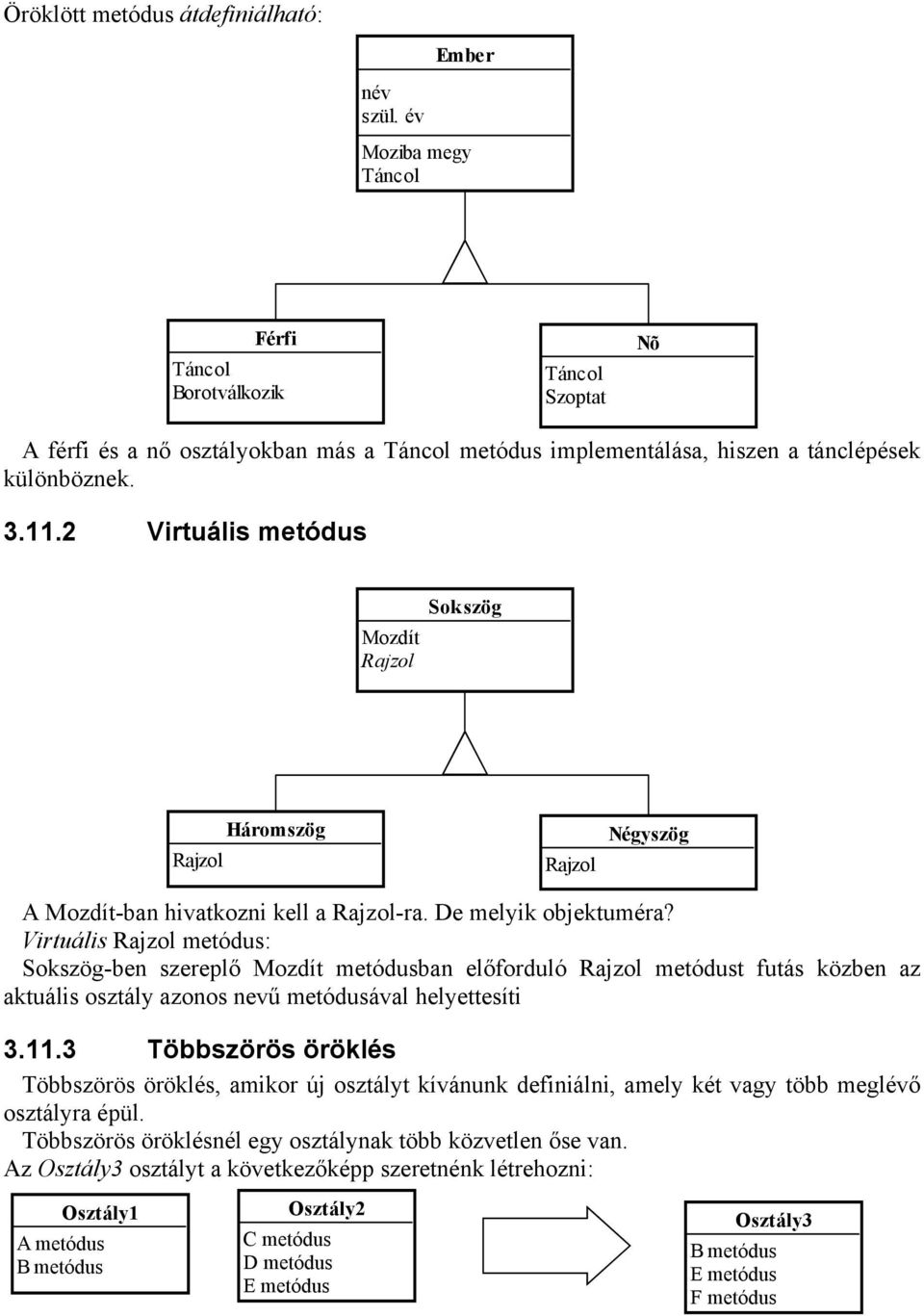 2 Virtuális metódus Mozdít Rajzol Sokszög Háromszög Rajzol Rajzol Négyszög A Mozdít-ban hivatkozni kell a Rajzol-ra. De melyik objektuméra?