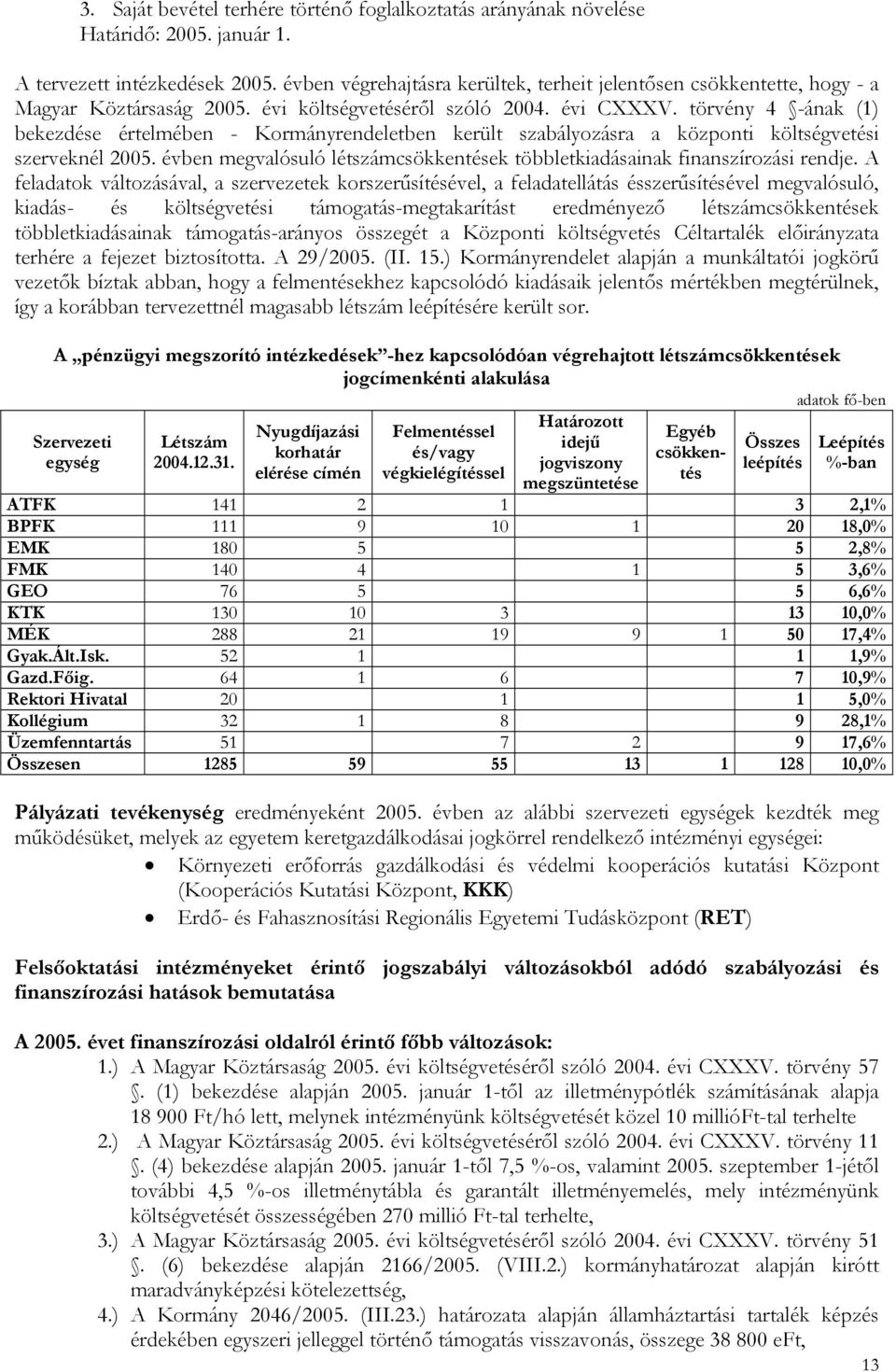 törvény 4 -ának (1) bekezdése értelmében - Kormányrendeletben került szabályozásra a központi költségvetési szerveknél 2005.