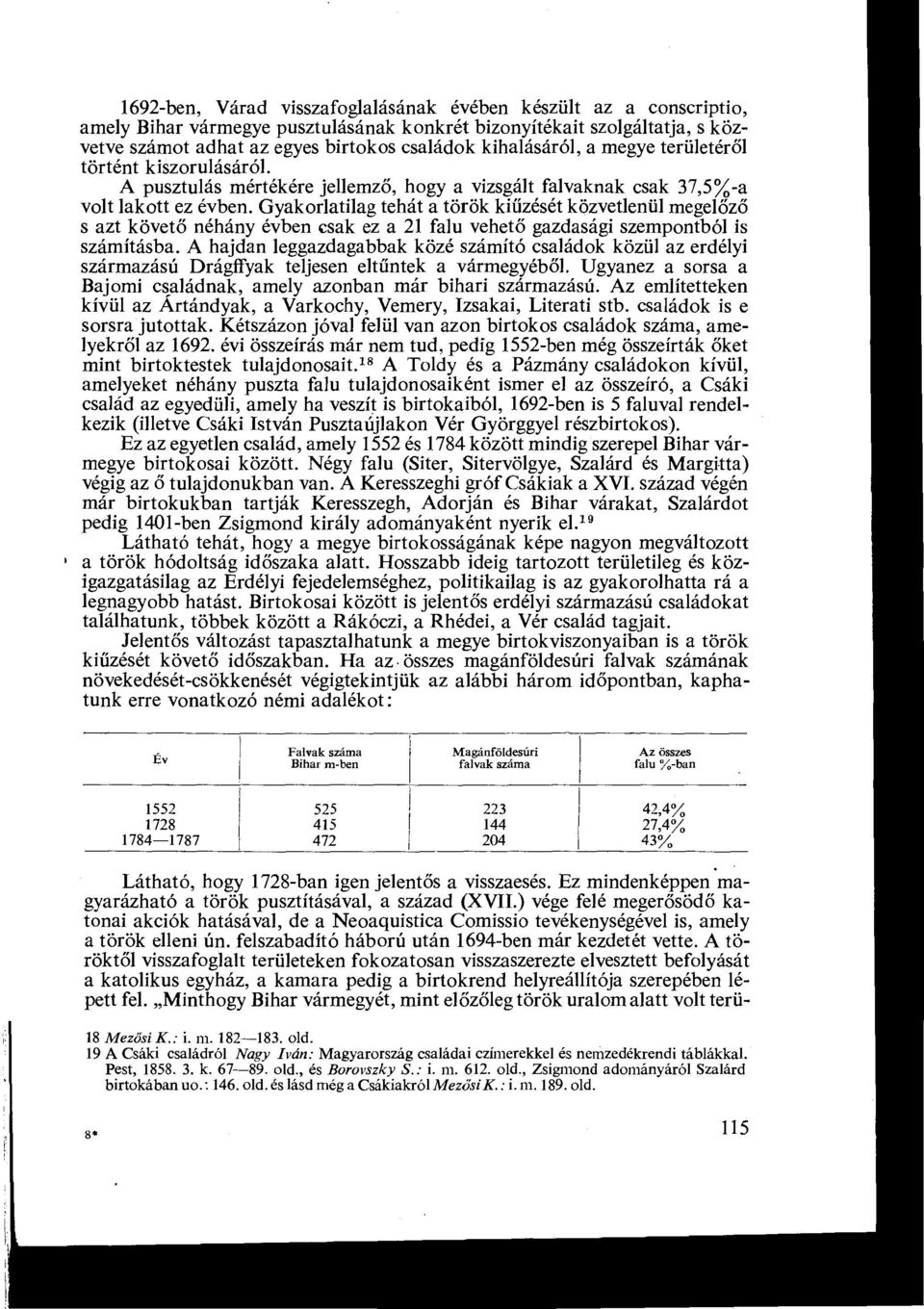 Gyakorlatilag tehát a török kiűzését közvetlenül megelőző s azt követő néhány évben csak ez a 21 falu vehető gazdasági szempontból is számításba.