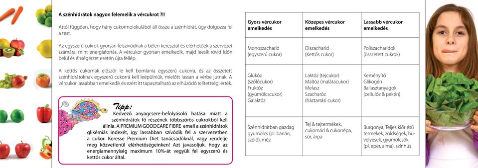 A vércukor gyorsan emelkedik, majd leesik rövid időn belül és éhségérzet esetén újra fellép.