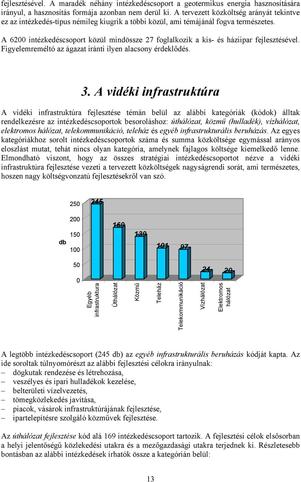 A 62 intézkedéscsoport közül mindössze 27 foglalkozik a kis- és háziipar fejlesztésével. Figyelemreméltó az ágazat iránti ilyen alacsony érdeklődés. 3.