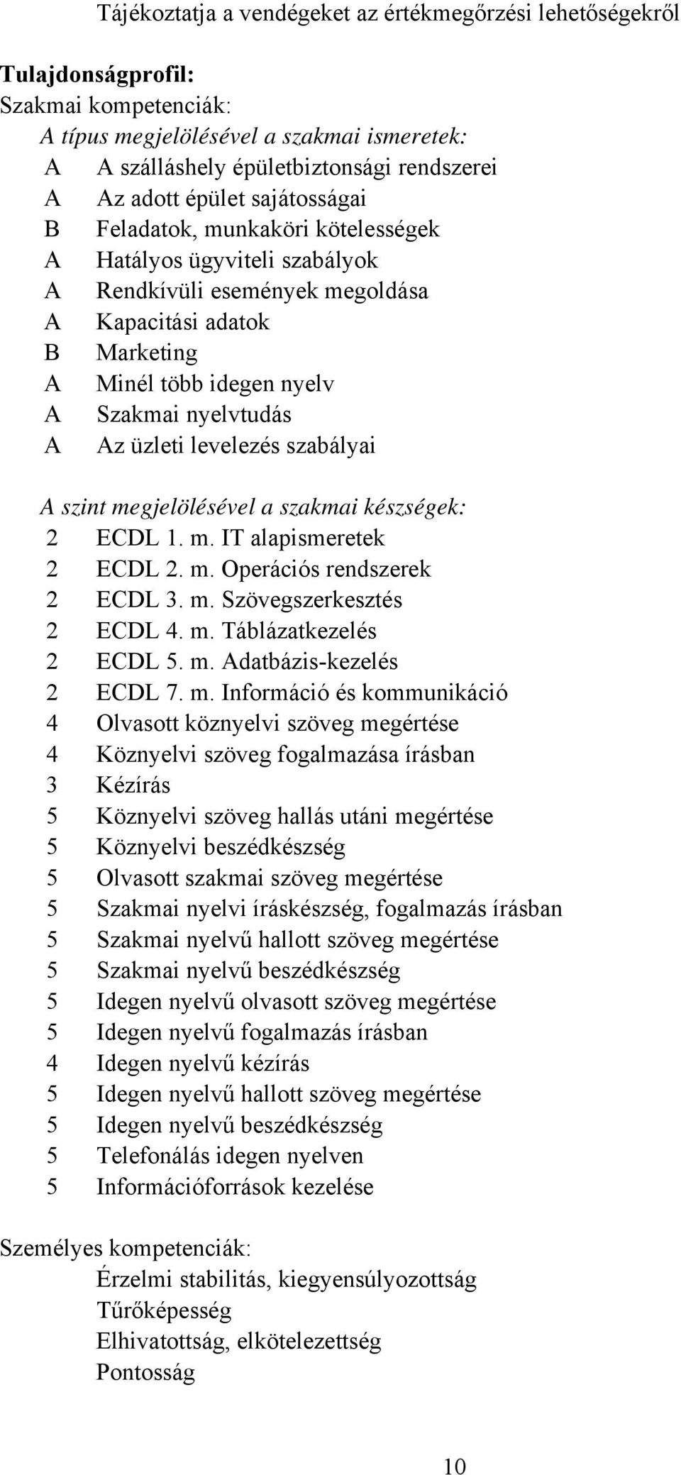 A Az üzleti levelezés szabályai A szint megjelölésével a szakmai készségek: 2 ECDL 1. m. IT alapismeretek 2 ECDL 2. m. Operációs rendszerek 2 ECDL 3. m. Szövegszerkesztés 2 ECDL 4. m. Táblázatkezelés 2 ECDL 5.