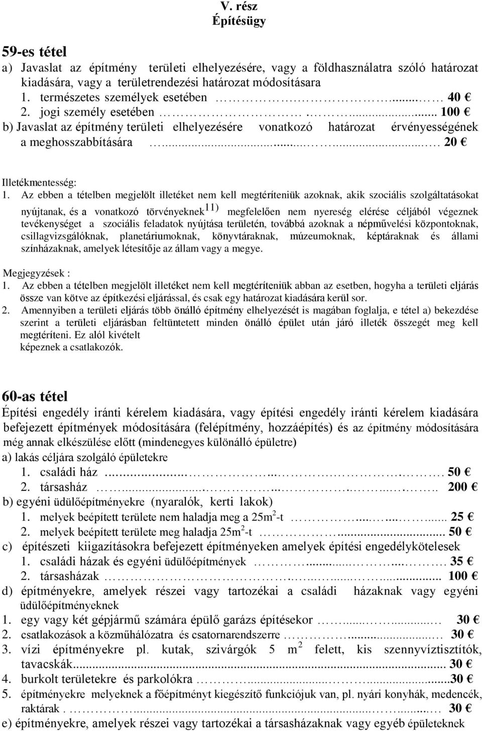 Az ebben a tételben megjelölt illetéket nem kell megtéríteniük azoknak, akik szociális szolgáltatásokat nyújtanak, és a vonatkozó törvényeknek 11) megfelelően nem nyereség elérése céljából végeznek