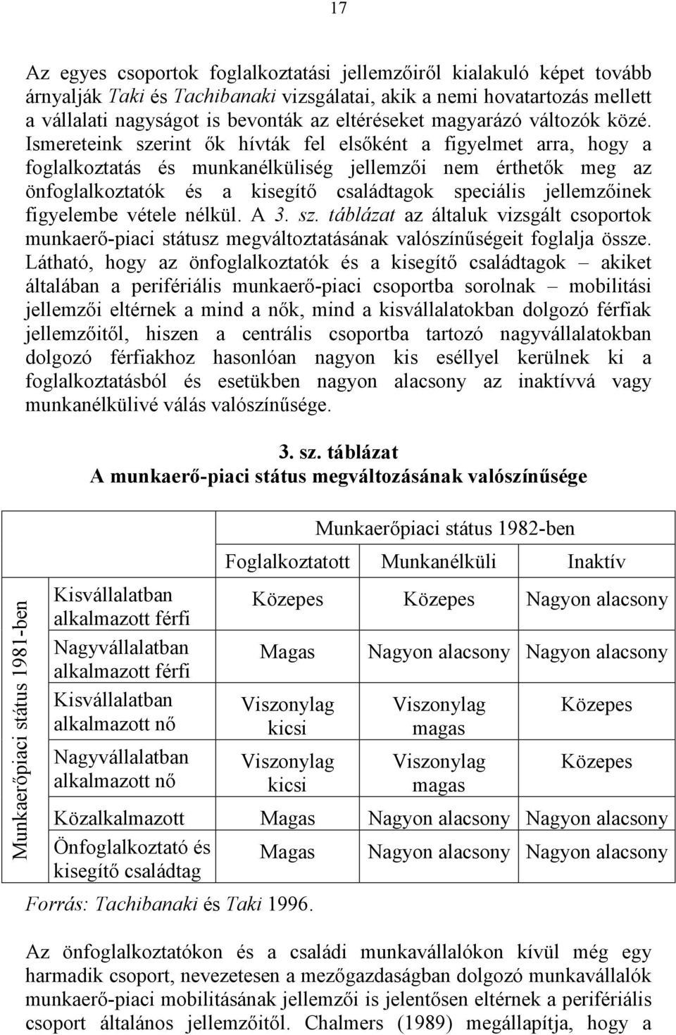 Ismereteink szerint ők hívták fel elsőként a figyelmet arra, hogy a foglalkoztatás és munkanélküliség jellemzői nem érthetők meg az önfoglalkoztatók és a kisegítő családtagok speciális jellemzőinek