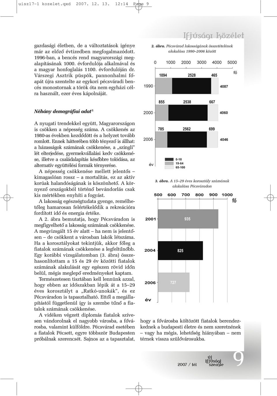 Várszegi Asztrik püspök, pannonhalmi fõapát ra szentelte az egykori pécsváradi bencés monostornak a török óta nem egyházi célra használt, ezer éves kápolnáját. Ifjúsáki közélet 2. ábra.