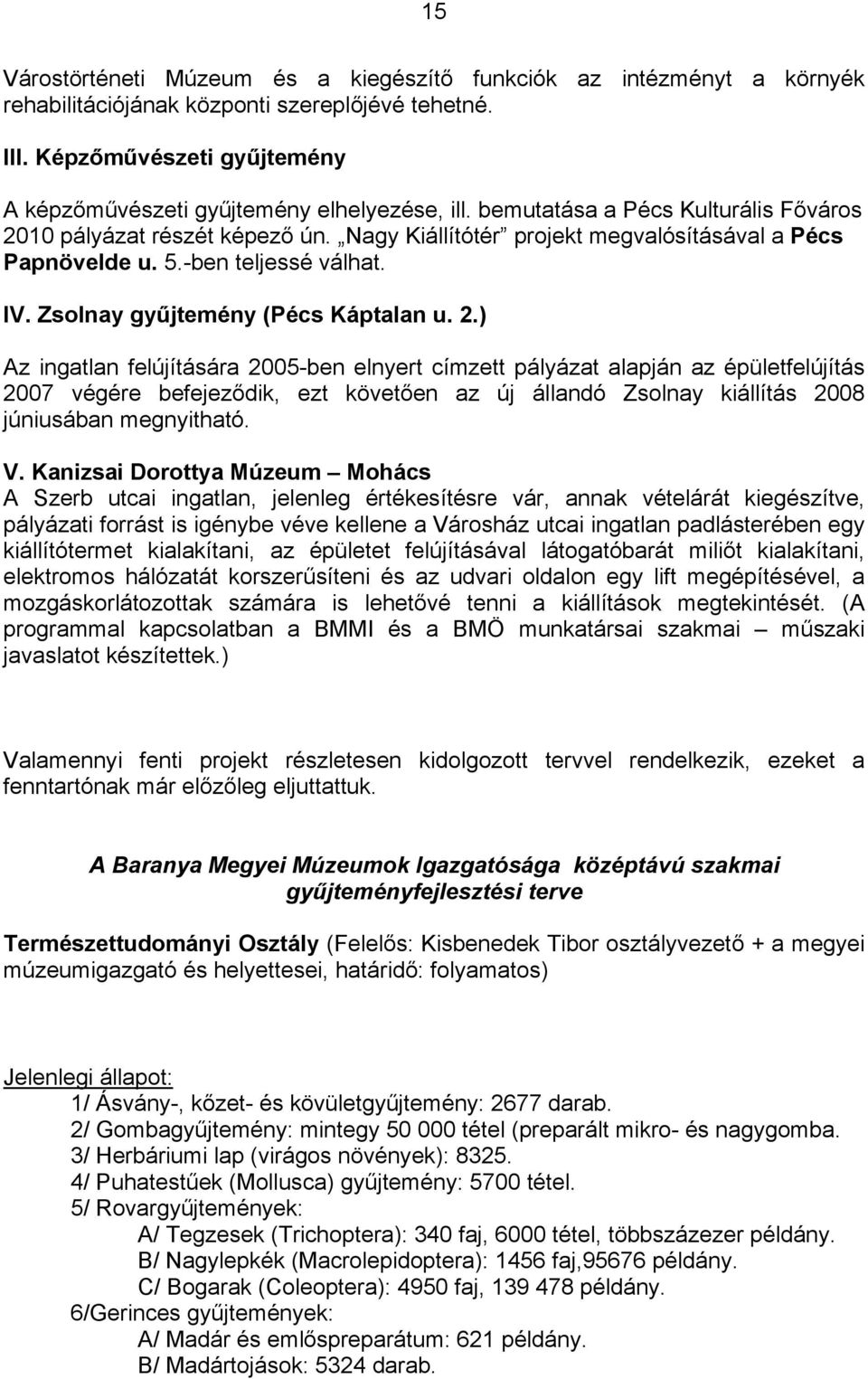 10 pályázat részét képező ún. Nagy Kiállítótér projekt megvalósításával a Pécs Papnövelde u. 5.-ben teljessé válhat. IV. Zsolnay gyűjtemény (Pécs Káptalan u. 2.