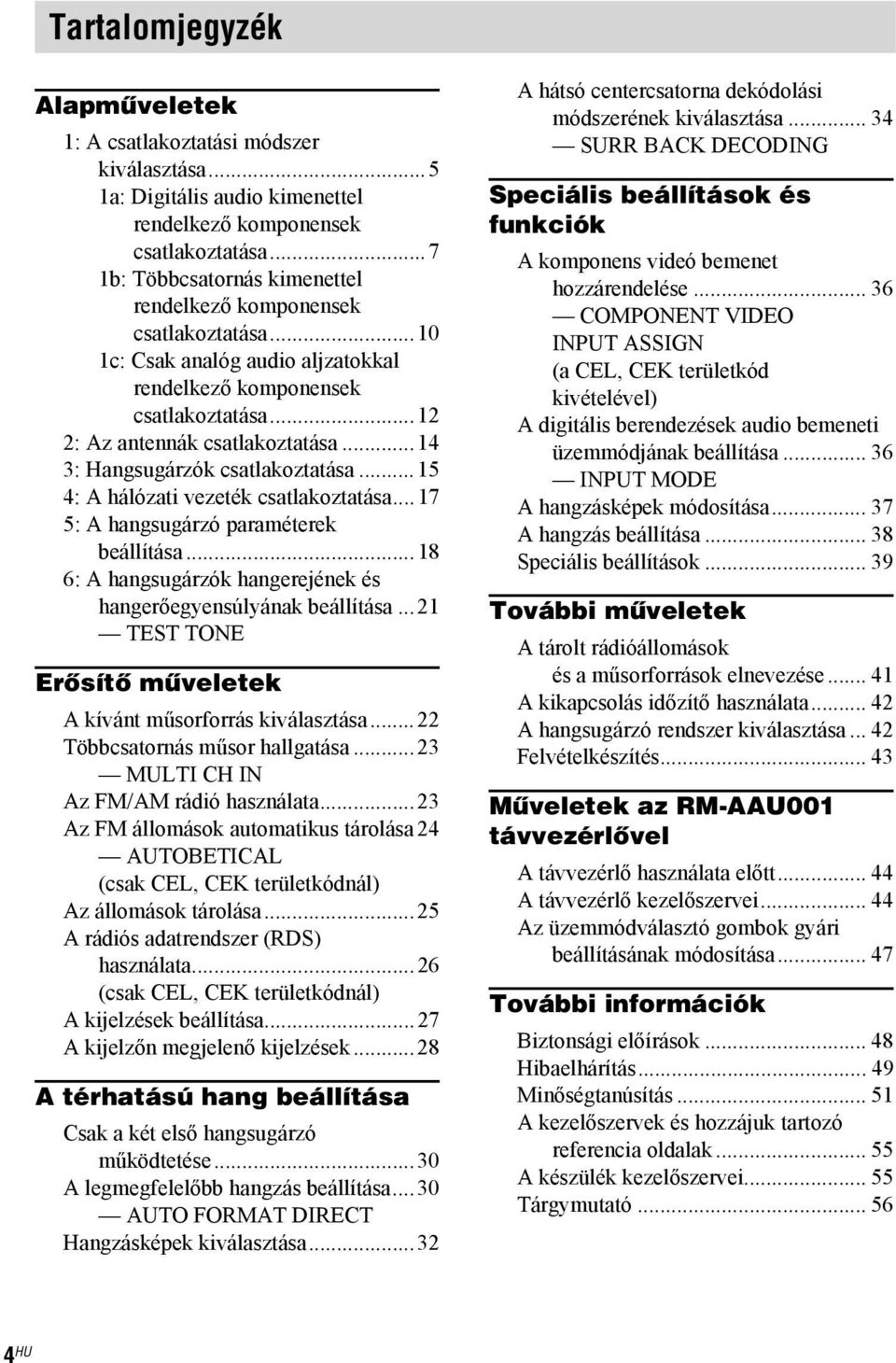 ..14 3: Hangsugárzók csatlakoztatása...15 4: A hálózati vezeték csatlakoztatása...17 5: A hangsugárzó paraméterek beállítása...18 6: A hangsugárzók hangerejének és hangerőegyensúlyának beállítása.