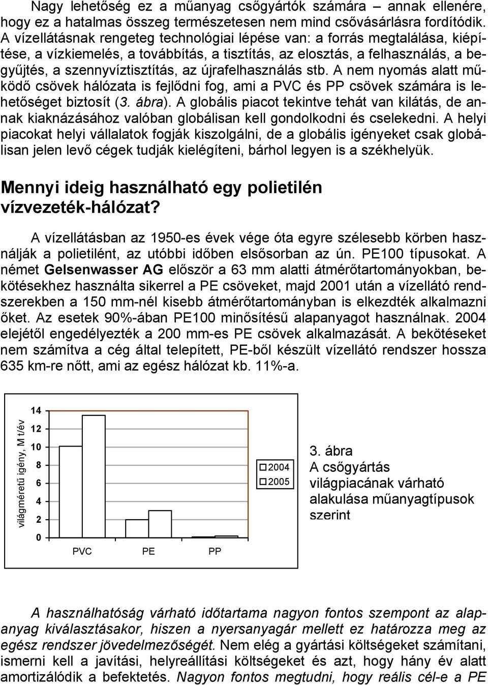 újrafelhasználás stb. A nem nyomás alatt működő csövek hálózata is fejlődni fog, ami a PVC és PP csövek számára is lehetőséget biztosít (3. ábra).