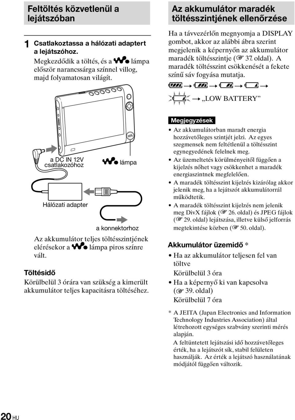 A maradék töltésszint csökkenését a fekete színű sáv fogyása mutatja.