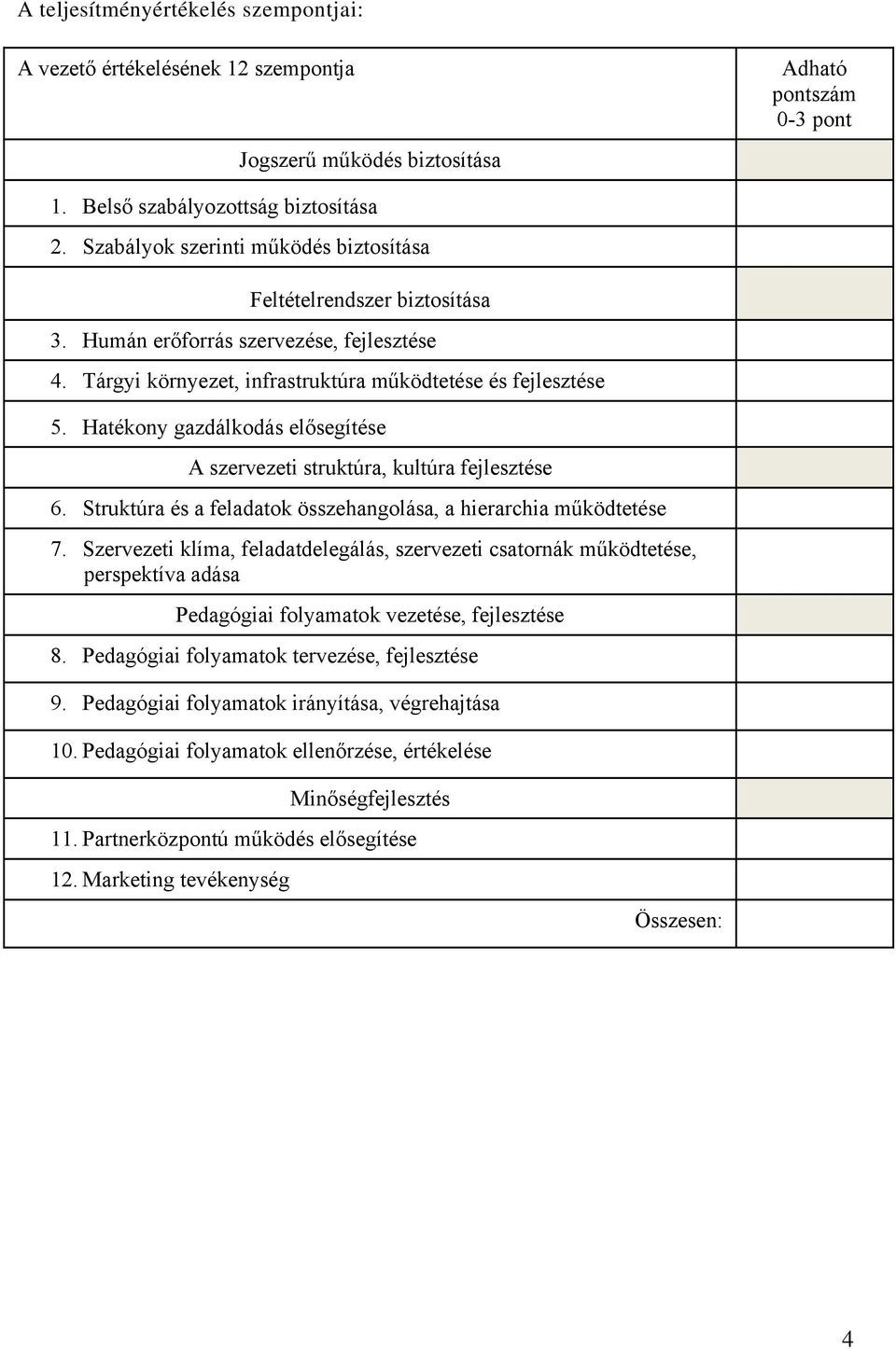 Hatékony gazdálkodás elősegítése A szervezeti struktúra, kultúra fejlesztése 6. Struktúra és a feladatok összehangolása, a hierarchia működtetése 7.