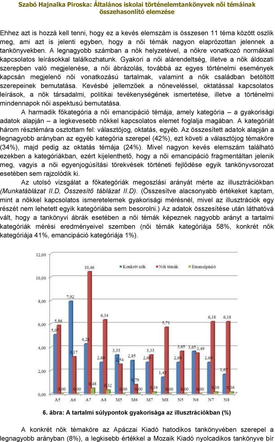 Gyakori a női alárendeltség, illetve a nők áldozati szerepben való megjelenése, a női ábrázolás, továbbá az egyes történelmi események kapcsán megjelenő női vonatkozású tartalmak, valamint a nők