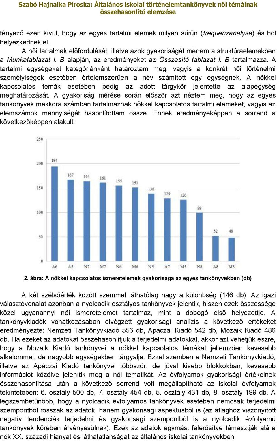 A tartalmi egységeket kategóriánként határoztam meg, vagyis a konkrét női történelmi személyiségek esetében értelemszerűen a név számított egy egységnek.