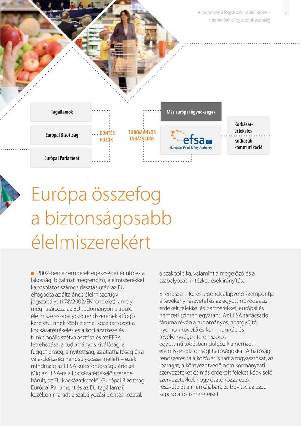 után az EU elfogadta az általános élelmiszerügyi jogszabályt (178/2002/EK rendelet), amely meghatározza az EU tudományon alapuló élelmiszer-szabályozó rendszerének átfogó keretét.