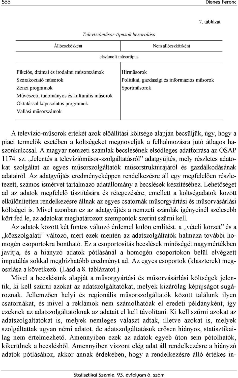 kapcsolatos programok Vallási műsorszámok Hírműsorok Politikai, gazdasági és információs műsorok Sportműsorok A televízió-műsorok értékét azok előállítási költsége alapján becsüljük, úgy, hogy a